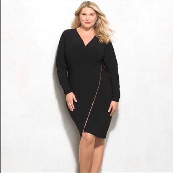 Ashley Graham Beyond Women’s Long Sleeve Black Knee Length V Neck Work Dress 14 - Picture 1 of 7